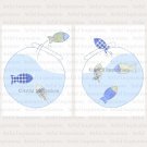 CANVAS BLUE GONE FISHING FISH KIDS BATHROOM ART