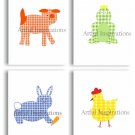 CANVAS ALPHABET SOUP FARM ANIMALS KIDS ART PRINTS