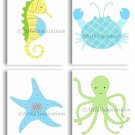 11x14 OCEAN CRITTERS KIDS UNDER SEA ART PRINTS