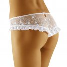 New Lace Tanga Panty Ruffle Floral Sheer Mesh Back Wolbar Chacona White S M L XL