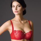 Sheer Mesh Lace Balcony Bra Vova Viennese Melange V32110, Red Lingerie
