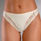 High Rise Thong Panty Sheer Lace Side Panels New Rosme Lingerie Cream/Ivory