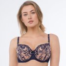 Samanta Hazel Sheer Mesh 3-Part Full Cup Bra New Womens Lingerie Navy Blue A122
