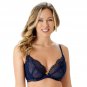Gossard Superboost Lace Plunge Padded Bra New Lingerie Midnight Blue Gold 7711