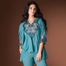 Soft Floral Embroidery Robe NWT Women's Lounge Wear Vova Cosima Turquoise Soft Floral Embroidery Robe NWT Women's Lounge Wear Vova Cosima Turquoise