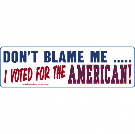 Political Bumper Sticker, Decal "... I Voted for the American" RRG003