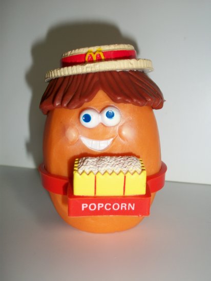 1988 McNugget Buddies  McDonalds Happy Meal Toy Corny the Popcorn Vendor 