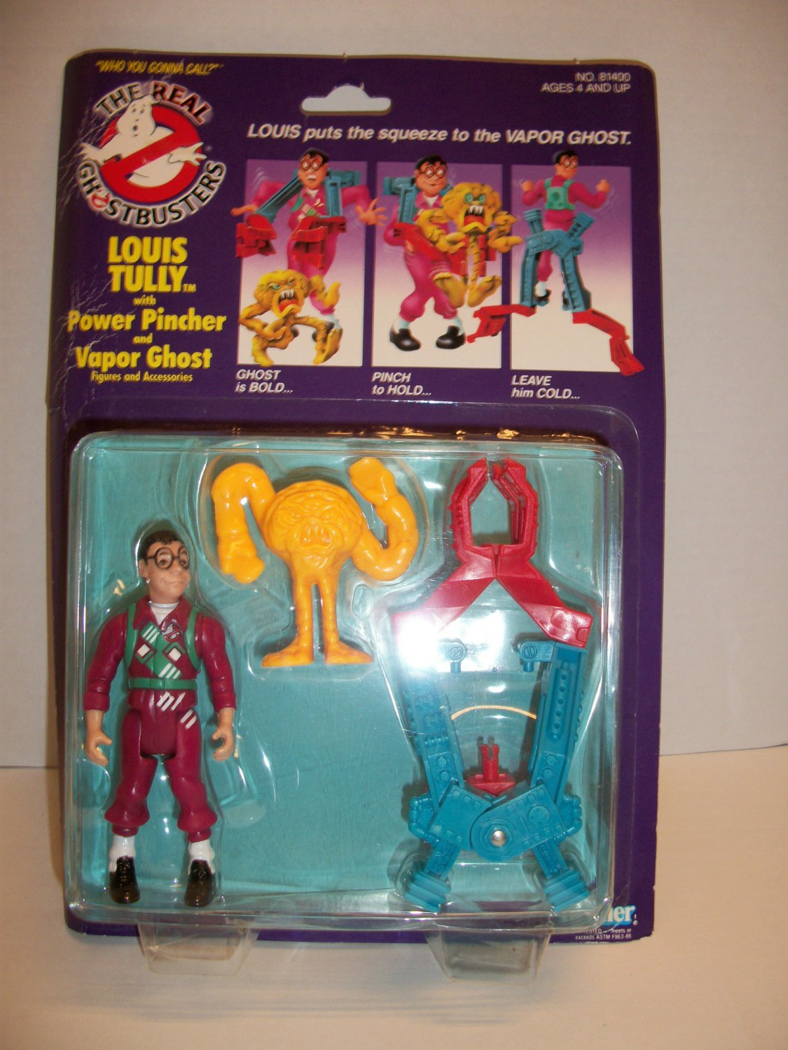 1986 Kenner Real Ghostbusters LOUIS TULLY + Power Pincher & VAPOR GHOST  FIGURE