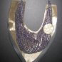 Suede bib necklace with multi chains and pendant