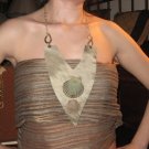 Shell metal chain suede  bib