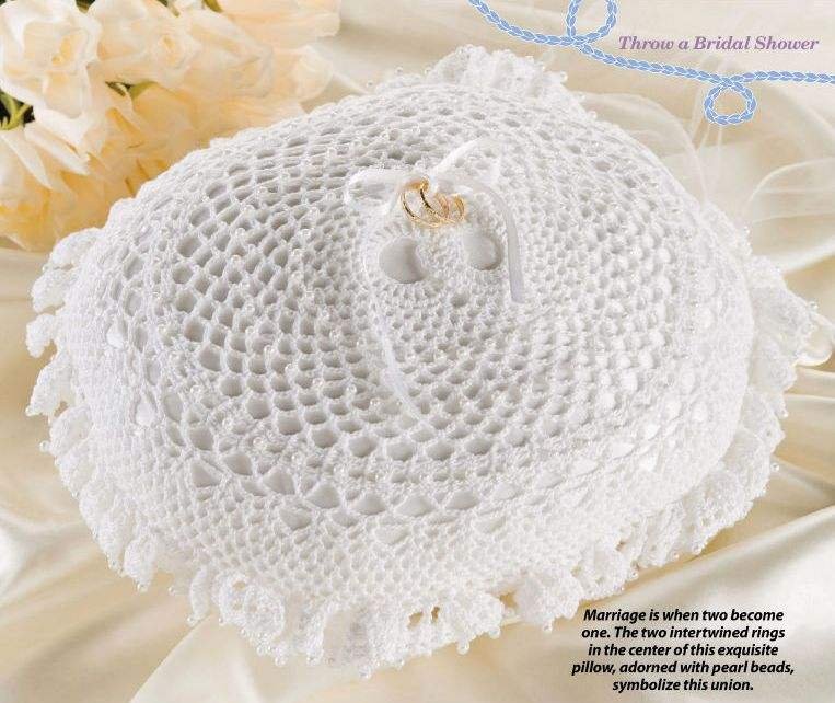 W039 Crochet PATTERN ONLY Double Wedding Ring Bearer Pillow Anniversary