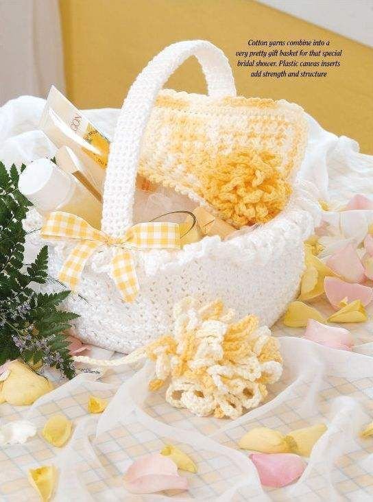 W073 Crochet PATTERN ONLY Bridal Shower Gift Basket Facecloth Bath