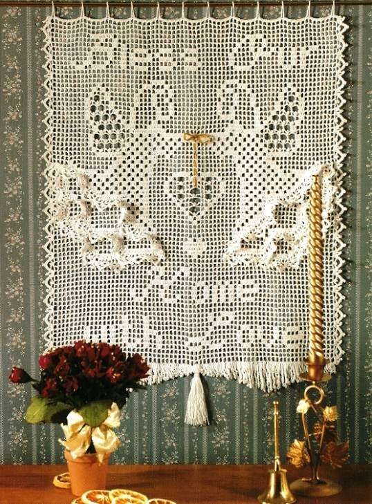 Y233 Filet Crochet PATTERN ONLY "Bless Our Home with Love" Wall Hanging