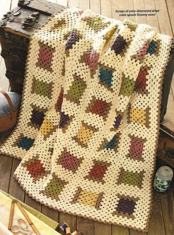Y014 Crochet PATTERN ONLY Granny’s Cool Spool of Thread Afghan Throw