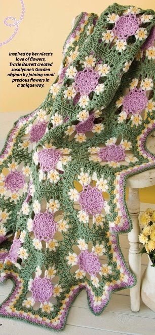 X656 Crochet PATTERN ONLY Josalynne’s Garden Afghan Pattern Flower