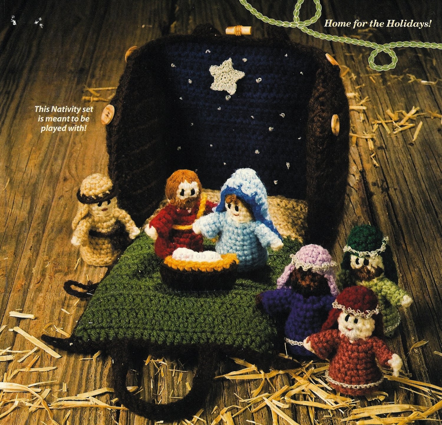 X498 Crochet PATTERN ONLY Nativity Scene Pattern 7 Pieces & Stable Creche