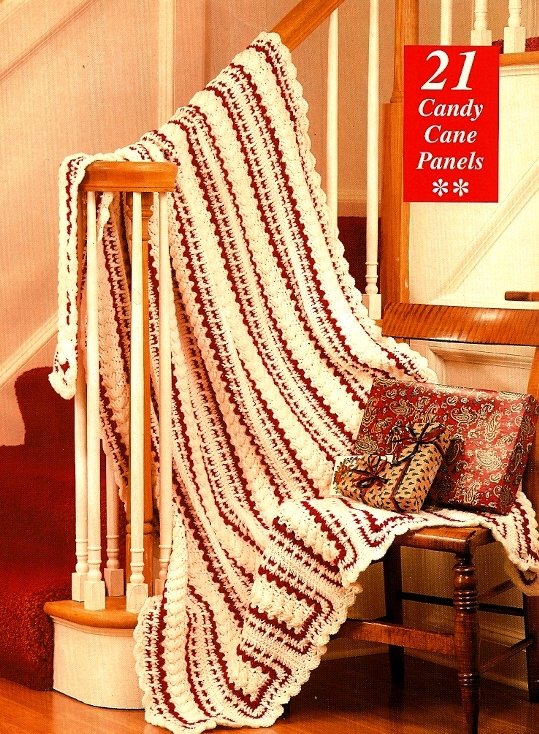 Y642 Crochet PATTERN ONLY Candy Cane Panels Afghan Pattern