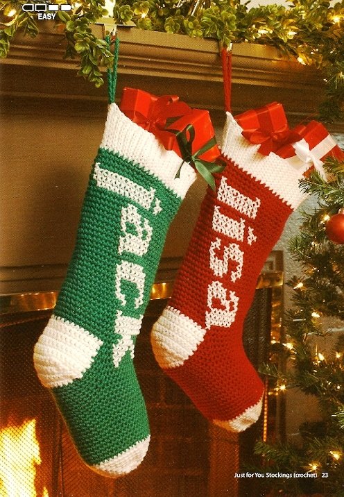 W509 Crochet PATTERN ONLY Personalized Just For You Christmas Stocking ...
