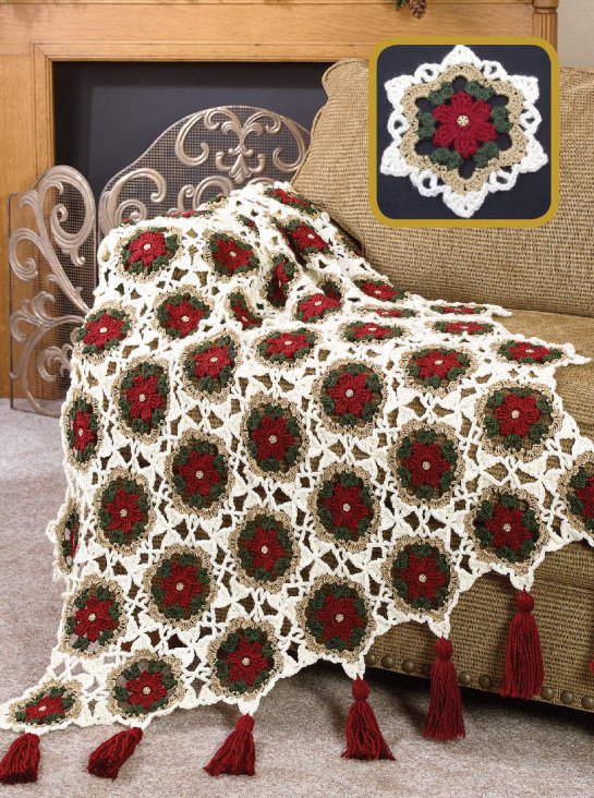 W628 Crochet PATTERN ONLY Christmas Holiday Glitter Afghan Throw Pattern