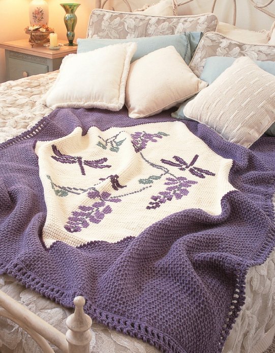 W834 Crochet PATTERN ONLY Dragonfly Afghan Throw Pattern
