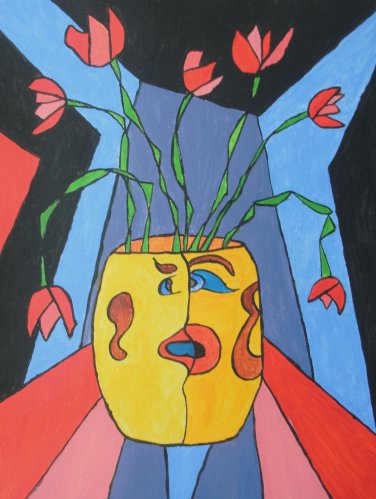 Angry vase with Tulips