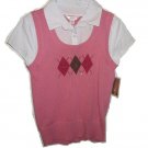 ARIZONA  Pink Argyle Sweater Vest Shirt L 14/16 NWT