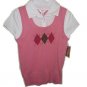 ARIZONA  Pink Argyle Sweater Vest Shirt L 14/16 NWT