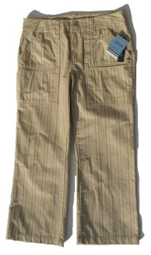 IZOD Key West Tan Stripe Capri Pants 8 NEW $43