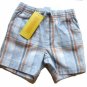 GYMBOREE Summer Safari Boys Blue Plaid Shorts 0 3 Mo NEW