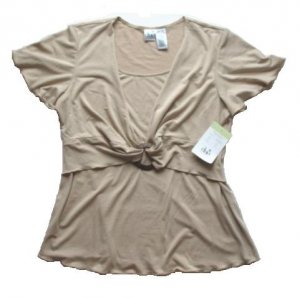 DUO Tan Wood Ring Maternity Top Shirt M NEW $30