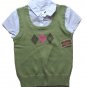 ARIZONA Girls Green Argyle Sweater Vest Shirt L 14 16 NEW