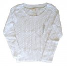 OLD NAVY Womens White Scoop Neck Loose Cable Knit Sweater XL 16 18 NEW
