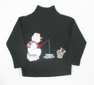 FROST Boys Green Winter Snowman Sweater 5 NEW