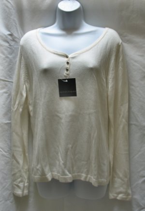 APOSTROPHE Womens Off White Henley Sweater M 10 12 NEW
