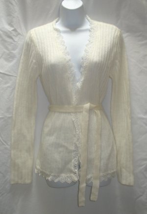 APOSTROPHE Womens Ivory Wrap Sweater Coat S 6 8 NEW