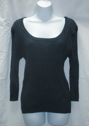 APOSTROPHE Womens Plus Blue Ribbed Scoop Neck Sweater XL 18 20 NEW