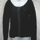 APOSTROPHE Womens Black Scoop Neck Cardigan Sweater M 10 12 NEW