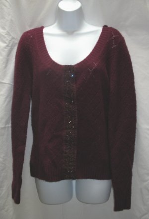 APOSTROPHE Womens Plus Plum Scoop Neck Cardigan Sweater XL 18 20 NEW