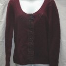 APOSTROPHE Womens Plum Scoop Neck Cardigan Sweater L 14 16 NEW