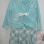 YOUNGLAND Girls Aqua Plaid Cardigan Skirt Dress 24 Mo NEW