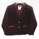 LITTLE LASS Girls Burgandy Red Velvet Jacket Coat Blazer 4T NEW