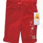 DISNEY Winne The Pooh Girls Red Velvet Holiday Pants 3 6 Mo NEW