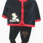 BABY HEADQUARTERS Boys Navy Blue Velour Holiday Christmas Outfit 0 3 Mo NEW
