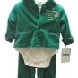 LITTLE WONDERS Boys Green Velour Holiday Santa 3pc Outfit Set 0 3 Mo NEW