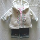 CRADLE TOGS Girls 3pc Jeans Shirt Wool Coat Outfit Set 3 6 Mo NEW