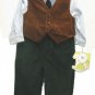 LITTLE BITTY Boys 4pc Holiday Dress Outfit Tie Vest Cord Pants 12 Mo NEW