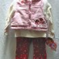 NICK JR. DORA Girls 3pc Winter Outfit Set Pink Velour Vest Cord Pants 12 Mo NEW