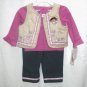 NICK JR. DORA Girls 3pc Outfit Set Jeans Suede Vest Top 12 Mo NEW