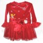 DISNEY POOH Girls Red Velour Tulle Holiday Dress Purse 3T NEW