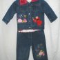 ELMO Girls 3pc Outfit Set Denim Jeans Jacket Shirt Top 12 Mo NEW